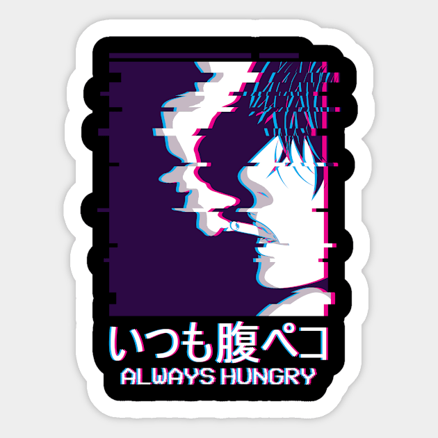 Always Hungry Smoking Anime Boy Vaporwave Sticker by Alex21